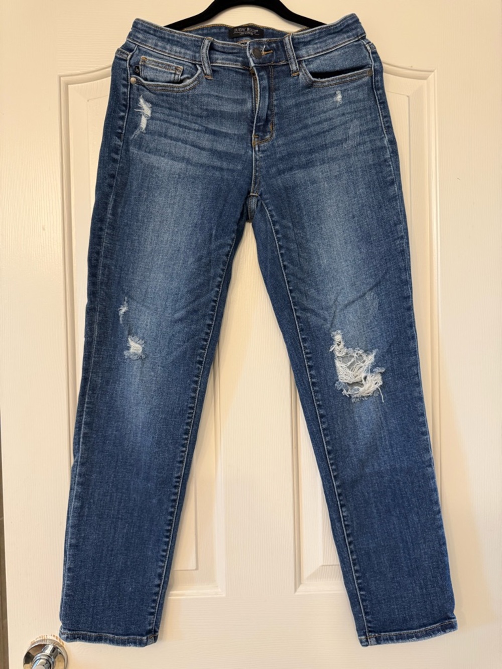 Judy Blue Medium Blue Distressed Skinny Jeans